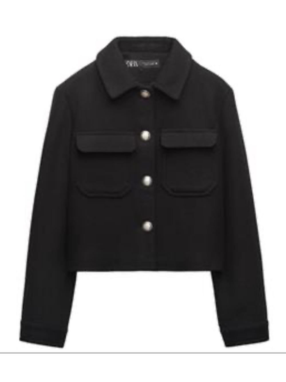 Zara Black Cropped Button-Front Blazer Jacket